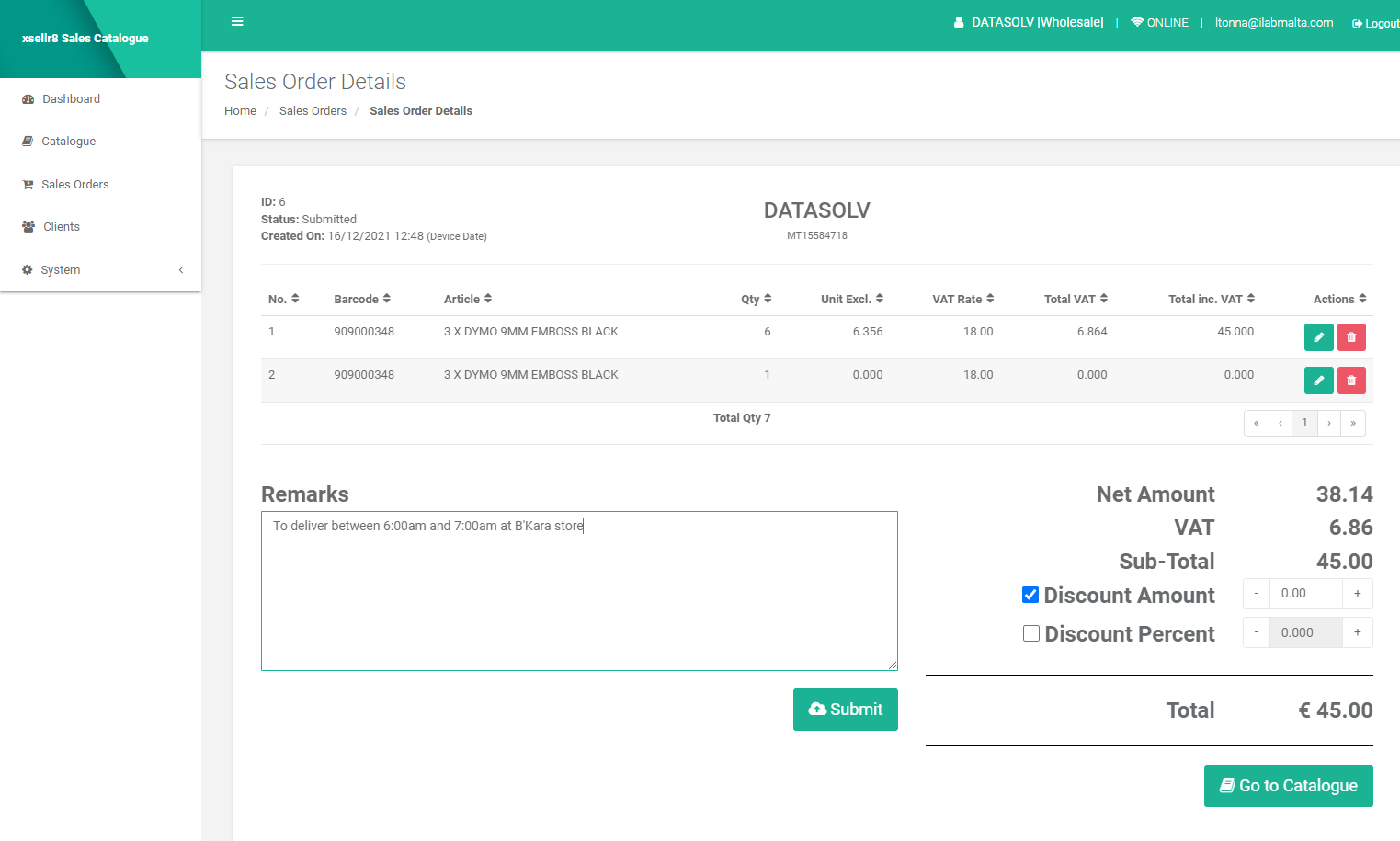 Invoicing software integrated with the Sales Rep Catalogue